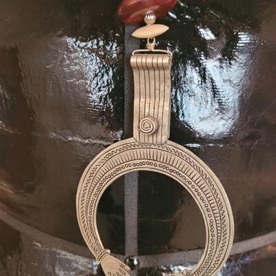 Lot 363: Handmade Unsigned Praying Hands Squash Blossom Necklace (Chain is 29.5")