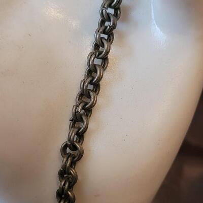 Lot 363: Handmade Unsigned Praying Hands Squash Blossom Necklace (Chain is 29.5")