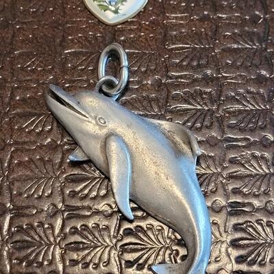 Lot 368: Dolphin and Handpainted Heart Pendants