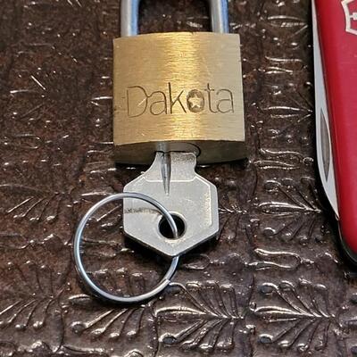 Lot 377: Swiss Army Knife and a Dakota Lock with Key