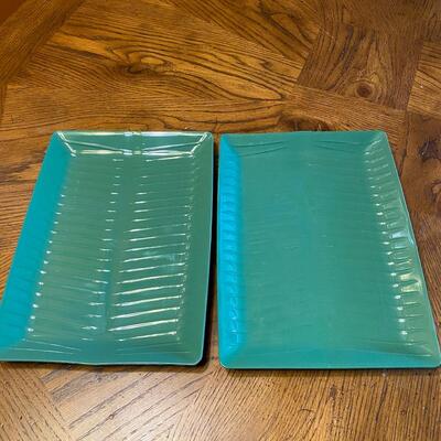 Vintage Green Plastic Trays