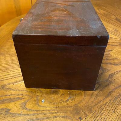 Vintage Wood Locking Box with Key