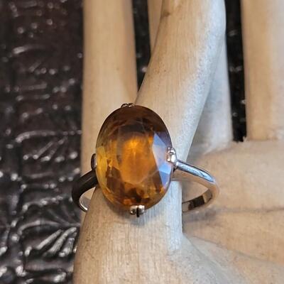 Lot 380: Gold Plated Ring with Citrine Colored Stone 