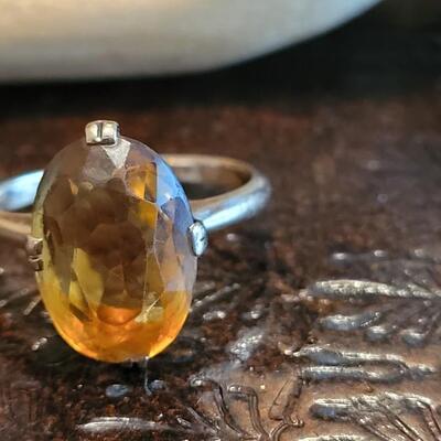 Lot 380: Gold Plated Ring with Citrine Colored Stone 