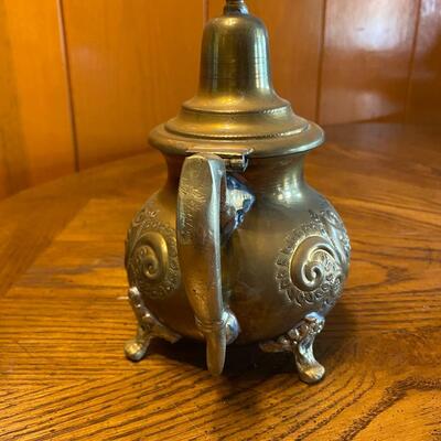 Decorative Stamped Embossed Brass Tea Pot