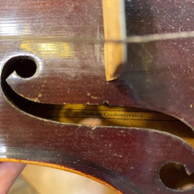 Vintage Antonius Stradivarius Cremonenfis Faciebat Anno 1718 Violin with Bow Czechoslovakia