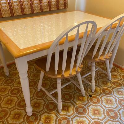 Farmhouse Tile Top Kitchen Table with 2 Chairs