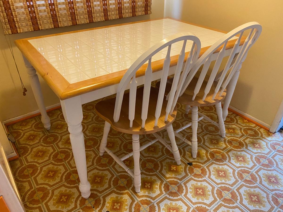 Farmhouse Tile Top Kitchen Table with 2 Chairs