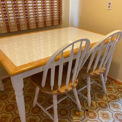 Farmhouse Tile Top Kitchen Table with 2 Chairs