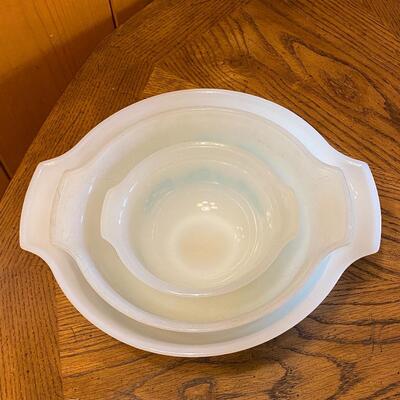 Vintage Maid of Honor Glass Blue Flower Mixing Bowl Set