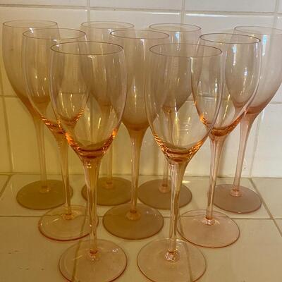 Pale Pink Peach Wine Champagne Flutes Glasses