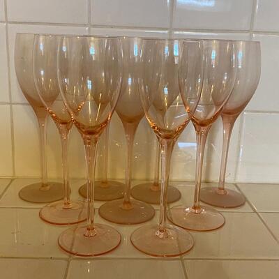 Pale Pink Peach Wine Champagne Flutes Glasses