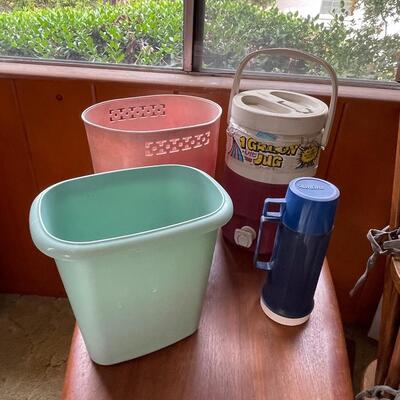 Vintage Wastebaskets Trash Cans & Thermos Containers