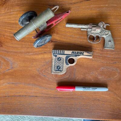 Vintage Toy Cap Gun and Cannon Lot