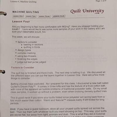 Lot 422: (2) Quilting University Notebooks and New Quilting Designs