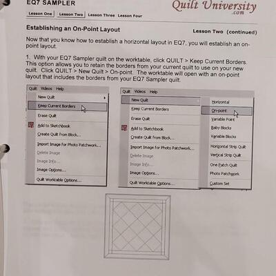 Lot 422: (2) Quilting University Notebooks and New Quilting Designs