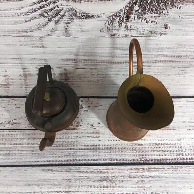 Copper Metal tea pot and jug pitcher pair