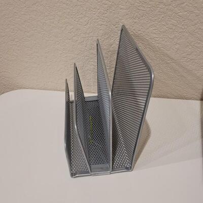 Lot 434: Metal Desktop File Organizer & BasketItems