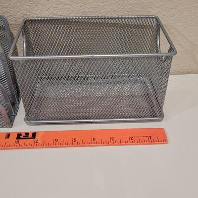 Lot 434: Metal Desktop File Organizer & BasketItems