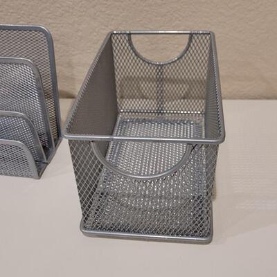 Lot 434: Metal Desktop File Organizer & BasketItems