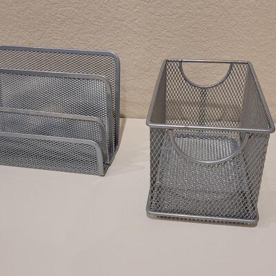 Lot 434: Metal Desktop File Organizer & BasketItems