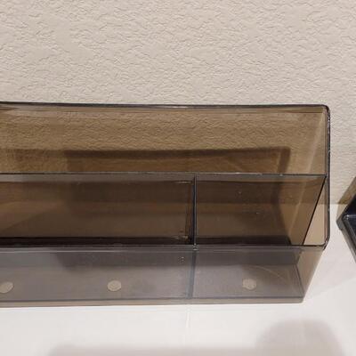 Lot 435: Acrylic Desktop File Organizer (Small & Large) and Supplies Organizer 