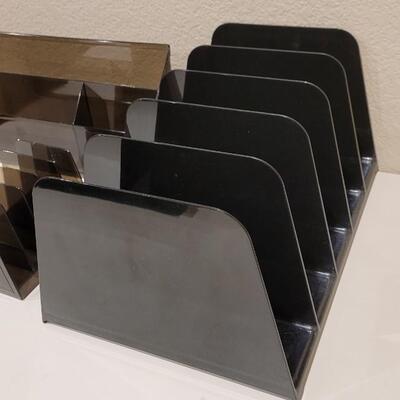 Lot 435: Acrylic Desktop File Organizer (Small & Large) and Supplies Organizer 