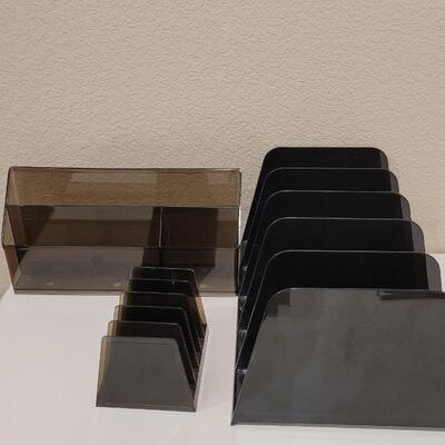 Lot 435: Acrylic Desktop File Organizer (Small & Large) and Supplies Organizer 