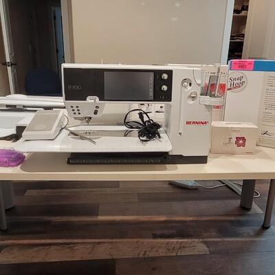 Lot 473: Bernina 830 with Feet, Hoops,  Presser Foot and More