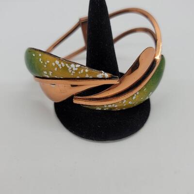 Lot J44 - Matisse Renoir, Copper Enameled, Classic Pin & Bracelet Set