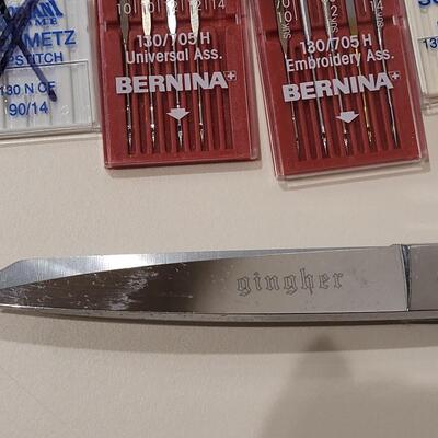 Lot 494: Gingher Scissors and Sewing Machine Needles Lot