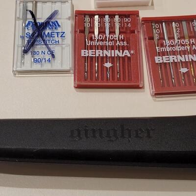 Lot 494: Gingher Scissors and Sewing Machine Needles Lot