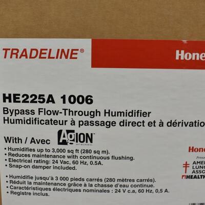 Honeywell Humidifier: Bypass Flow-Through Humidifier HE225A,B