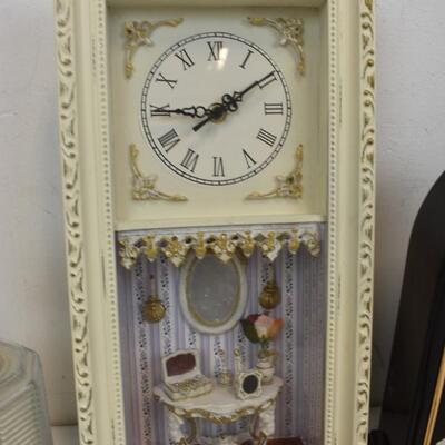 5 pc Home Decor: 2 Clocks, Old Spice Mug, Glass Lamp, Timex CD Clock Radio
