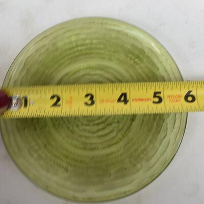 20 pc Green Glass Dishes: 4 plates 4 bowls 4 saucers 4 cups, 3 tea cups, 1 vase