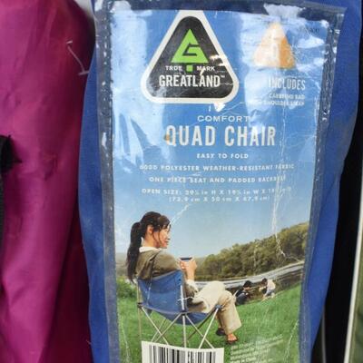 6 Quad Camp Chairs: 3 kids size 3 Adult size