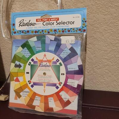 Lot 528: Assorted Crafting Supplies - Magnifier, Quilt Color Selector and Quilt Rulers