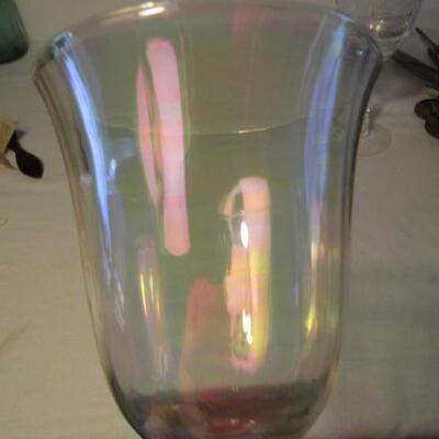 Wine Glasses- 2 Designs- Iridescent and Etched- Total of 19 Pieces