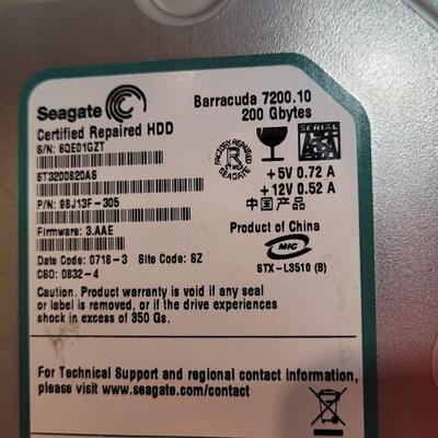 Lot 566: SEAGATE Certified Refurbished HDD 200 GB