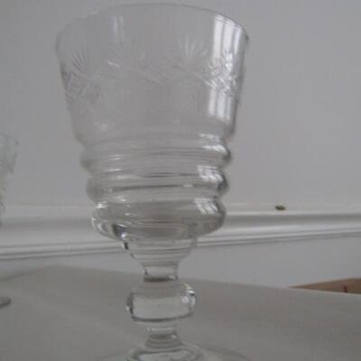 Ribbed, Patterned Crystal Wine Glasses- 2 Sizes- 19 Pieces Total