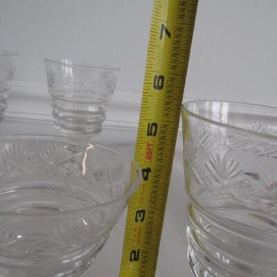 Ribbed, Patterned Crystal Wine Glasses- 2 Sizes- 19 Pieces Total