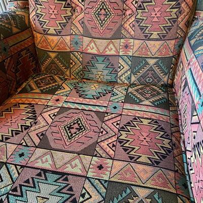 Pair of Vintage Funky Retro Southwestern Pattern Accent Club Chairs