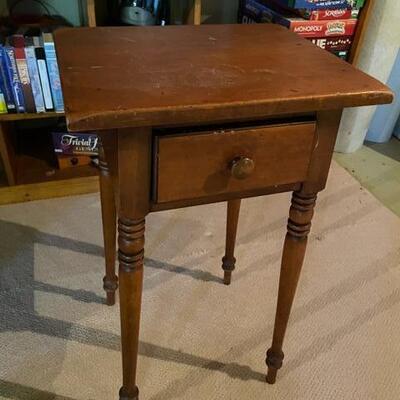 One Drawer Vintage Wood Side Table