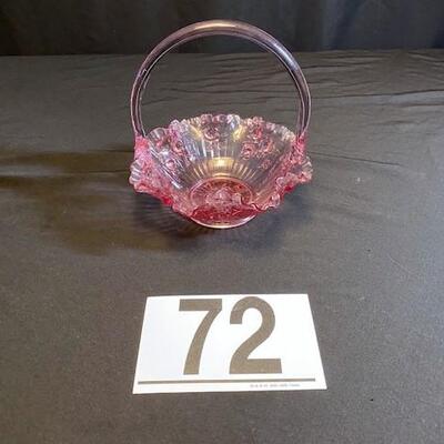 LOT#72LR: Fenton Cranberry Color Basket