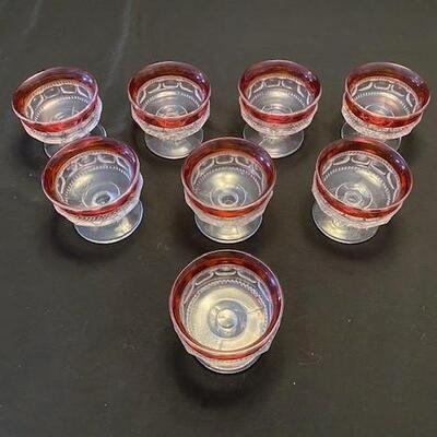 LOT#134LR: Cranberry Flashed Glass Sherbet Cups