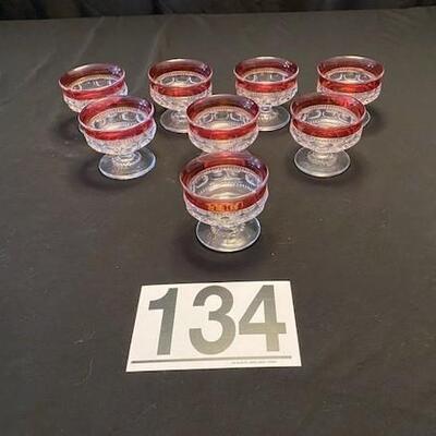 LOT#134LR: Cranberry Flashed Glass Sherbet Cups