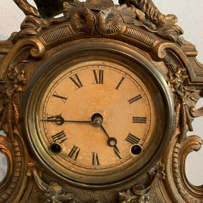 Ornate Antique Brass (Iron-Front) Parlor Clock 