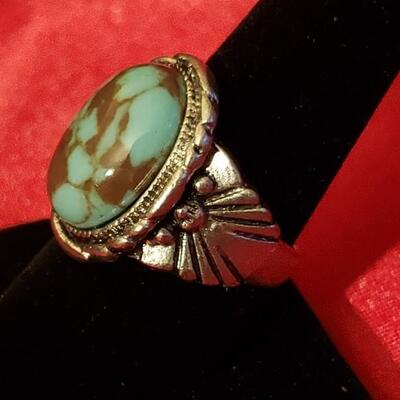  Vintage Sterling silver turquoise   Native style  ring  very heavy 181.1 g