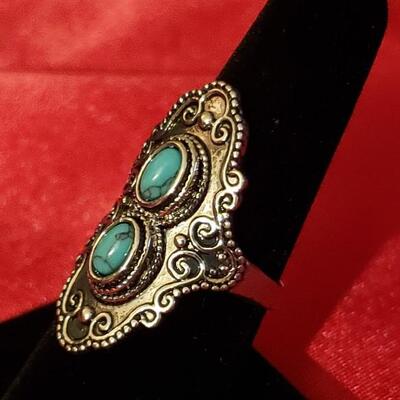  Vintage Sterling silver natural  turquoise  ring  11.2 g 