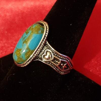  Vintage Sterling silver natural turquoise ring  12 2 g